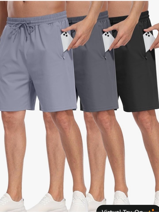 Other - PARISDIARY 3 Pack Men's Athletic Running Shorts with Zipper Pockets, Gym Workout